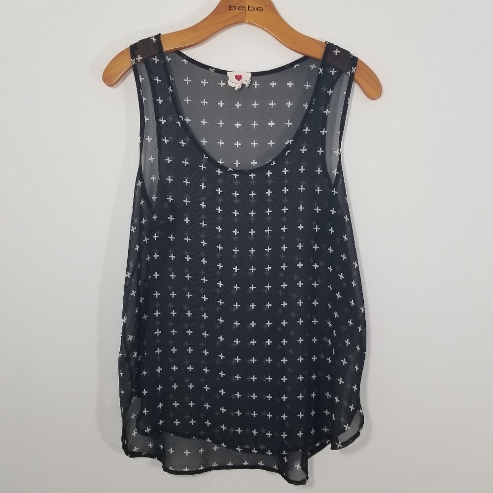 One Clothing medium sheer black sleeveless top
